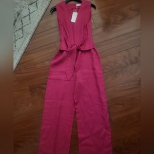 Mango pink linen romper